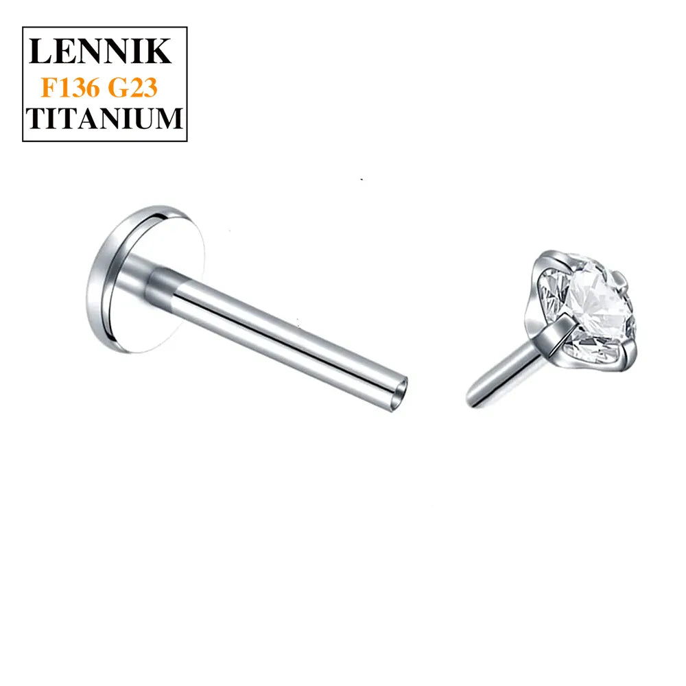 Titan Labret Lippenpiercing Stud 16G mit klarem CZ-Stecker für Frauen