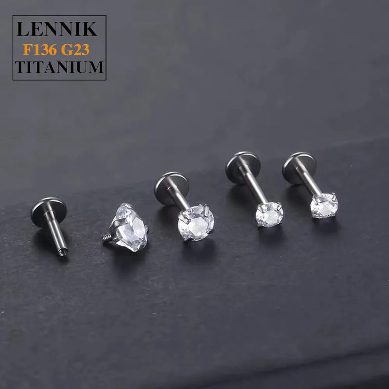 Titan Labret Lippenpiercing Stud 16G mit klarem CZ-Stecker für Frauen