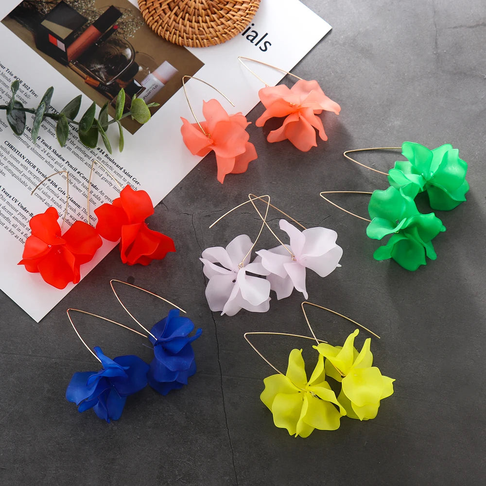 Bunte handgefertigte Ohrringe für Frauen | Mehrfarbige Blumenohrringe