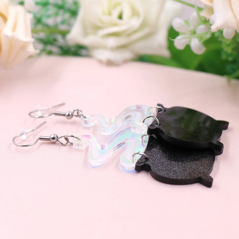 Neuheit: Hexenkessel-Ohrringe mit irisierendem Halloween-Design für Damen