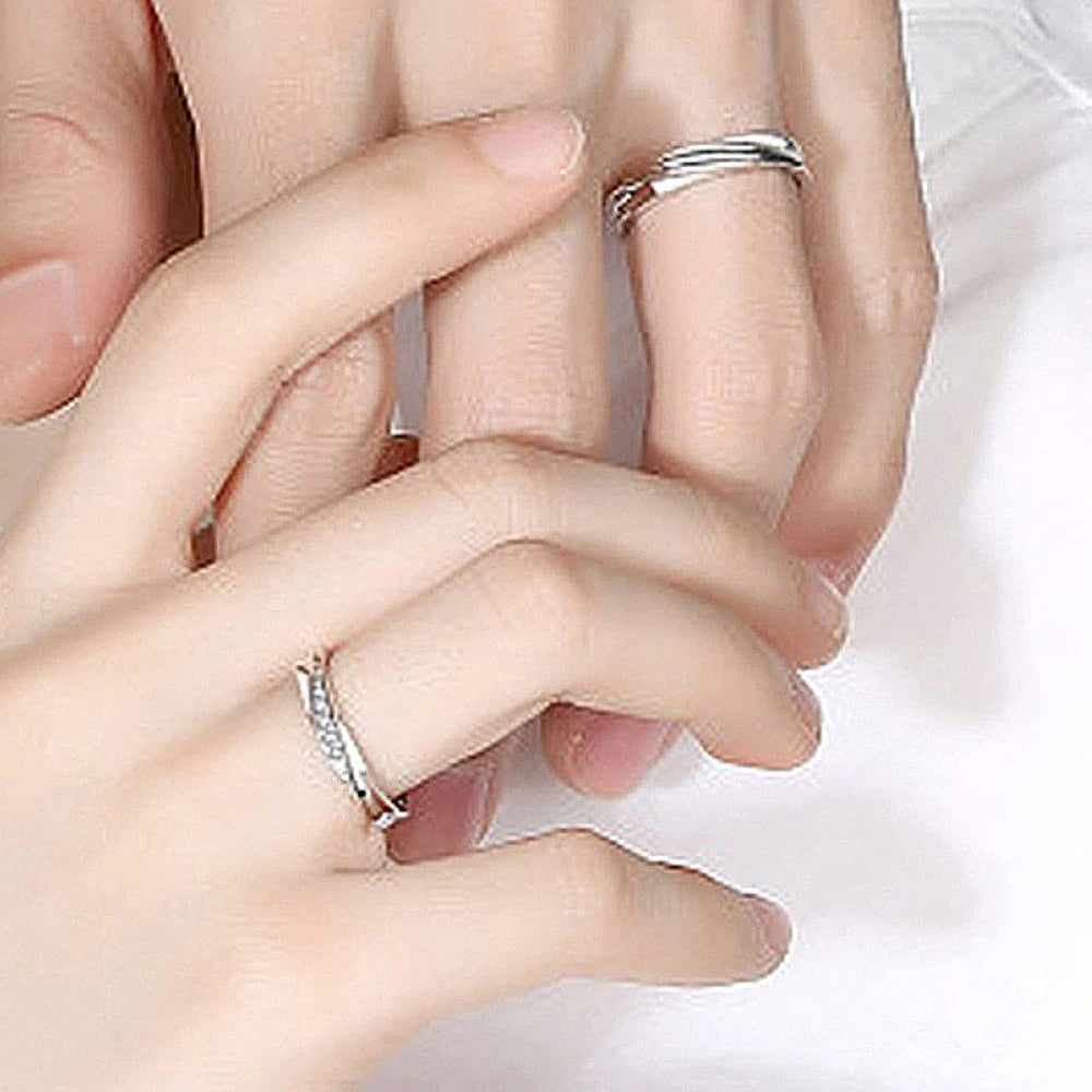 Platinringe für Paare | Platin-Fingerring | Kostenloser Versand - 1 Paar Kristall