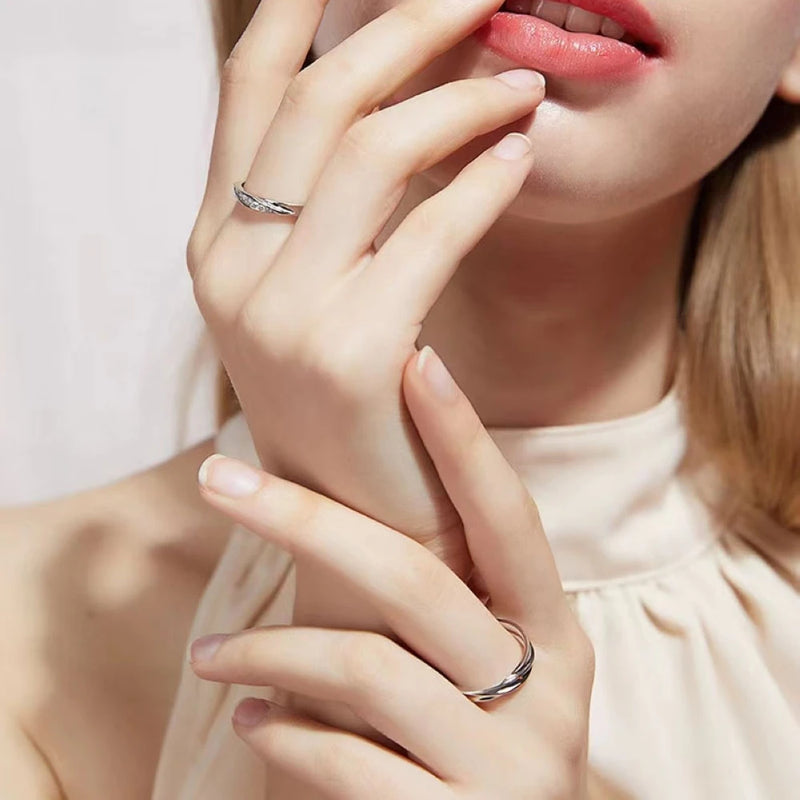 Platinringe für Paare | Platin-Fingerring | Kostenloser Versand - 1 Paar Kristall