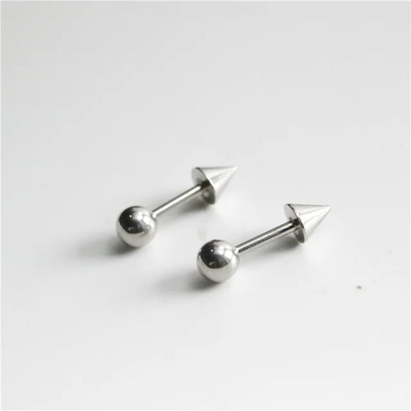 Titanium Steel Screw Back Pierced Stud Earrings - Punk Gothic Body Piercing Jewelry