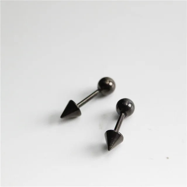 Titanium Steel Screw Back Pierced Stud Earrings - Punk Gothic Body Piercing Jewelry