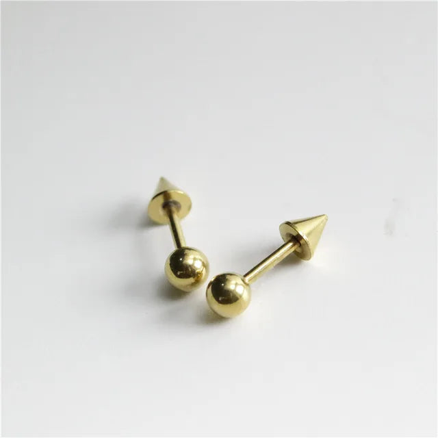 Titanium Steel Screw Back Pierced Stud Earrings - Punk Gothic Body Piercing Jewelry