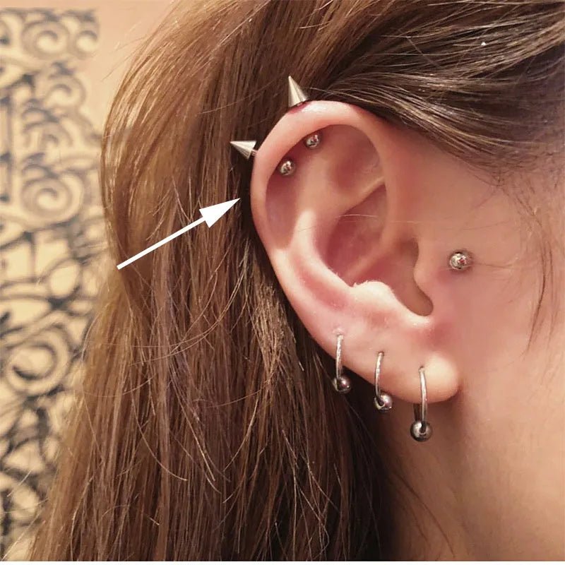 Titanium Steel Screw Back Pierced Stud Earrings - Punk Gothic Body Piercing Jewelry