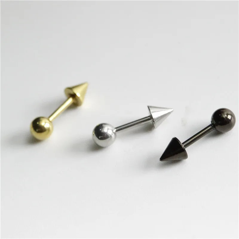 Titanium Steel Screw Back Pierced Stud Earrings - Punk Gothic Body Piercing Jewelry