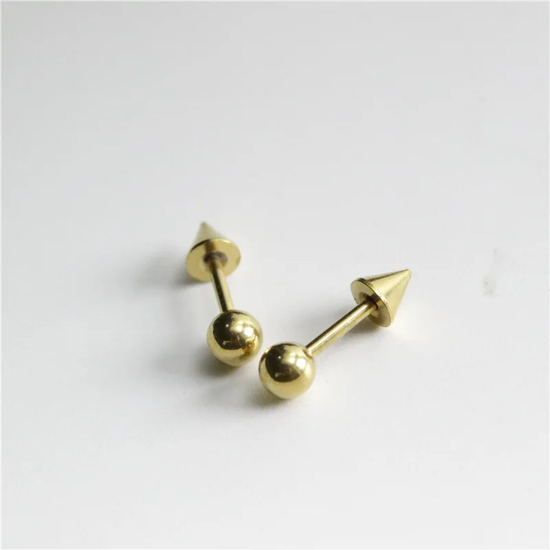 Titanium Steel Screw Back Pierced Stud Earrings - Punk Gothic Body Piercing Jewelry