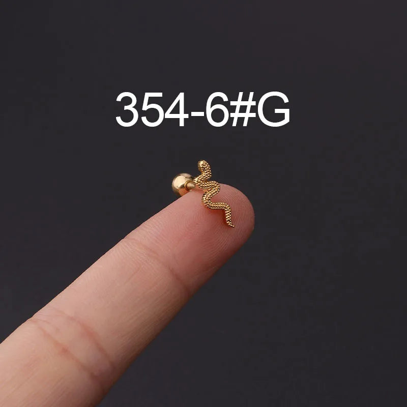 Rosen-Bienen-Schlangen-Blumen-Piercing Ohrstecker für Damen Schmuck Edelstahl Gold Plattiert Ohrmanschette Ohrringe Damen