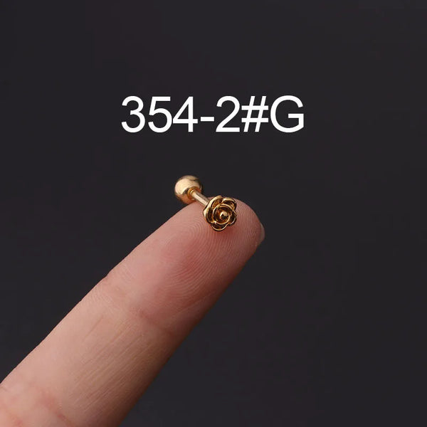 Rosen-Bienen-Schlangen-Blumen-Piercing Ohrstecker für Damen Schmuck Edelstahl Gold Plattiert Ohrmanschette Ohrringe Damen