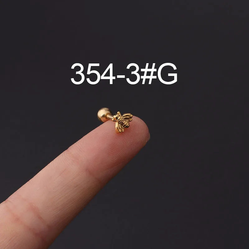 Rosen-Bienen-Schlangen-Blumen-Piercing Ohrstecker für Damen Schmuck Edelstahl Gold Plattiert Ohrmanschette Ohrringe Damen