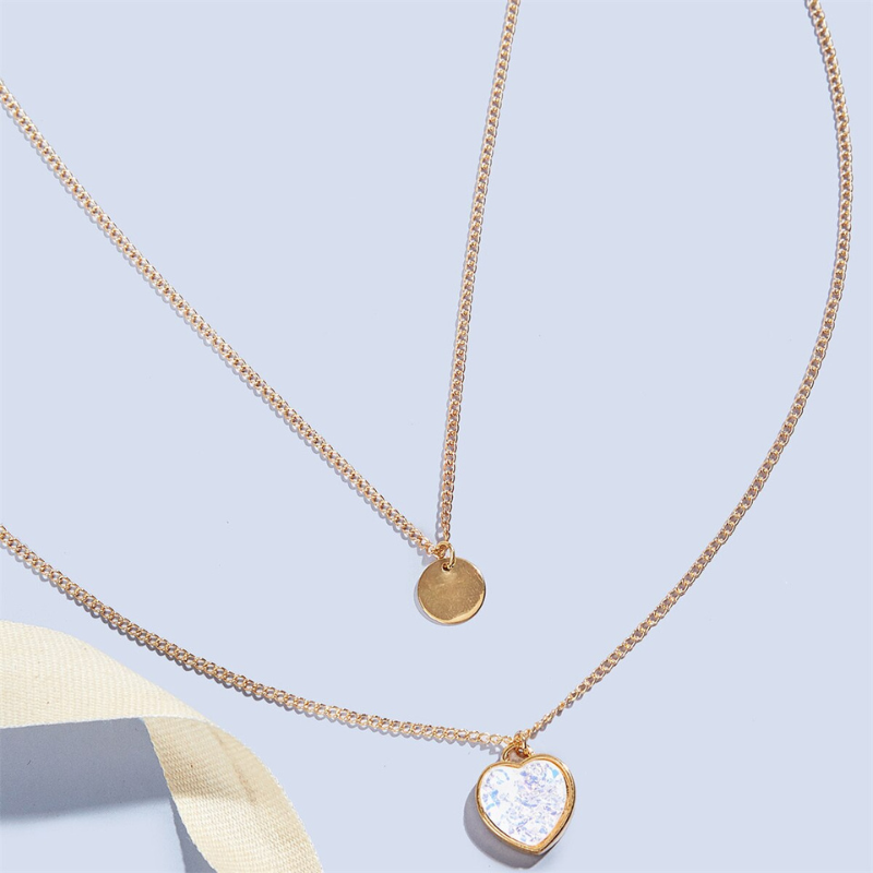 2 Schicht Romantische Herzcharme Halskette Sammlung