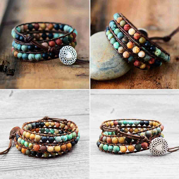 Böhmisches Perlen-Lederarmband