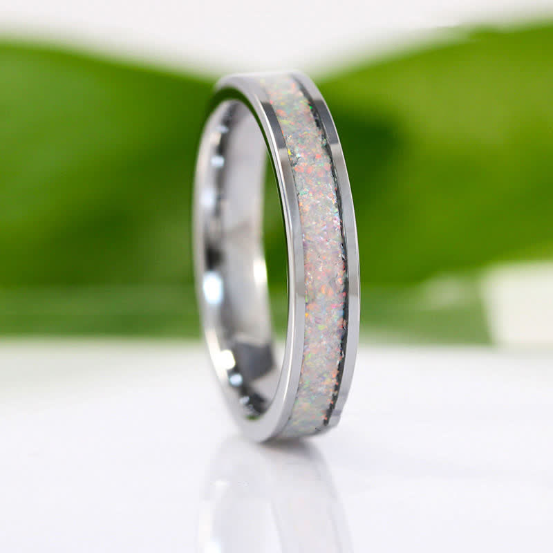 Ewigkeit Weißes Opalband Sterling Silber Ring
