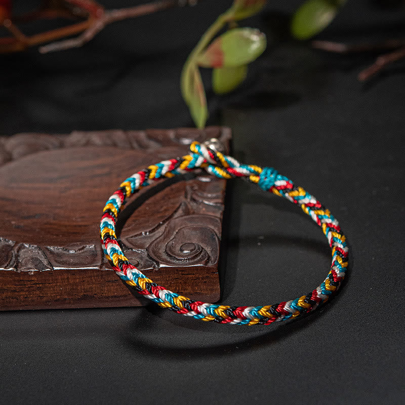 Chavri Tibet handgefertigtes fünffarbiges Fadenschutz-Geflecht-Schnur-Armband