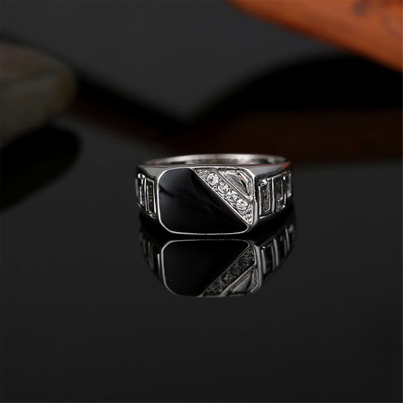 Klassiker Quadratischer Schwarzer Signet Ring