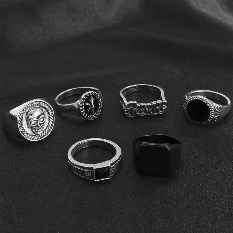 6Ps Männer Rache Sammlung Ring Set Set