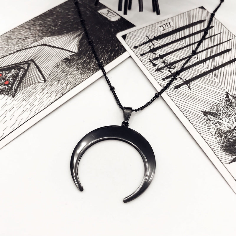 Black Moon Edelstahl Halloween Halskette
