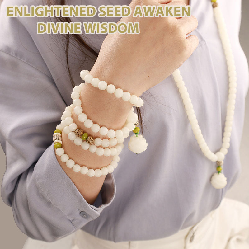 Chavri White Jade Bodhi Lotus Mala Harmony Halskette Armband