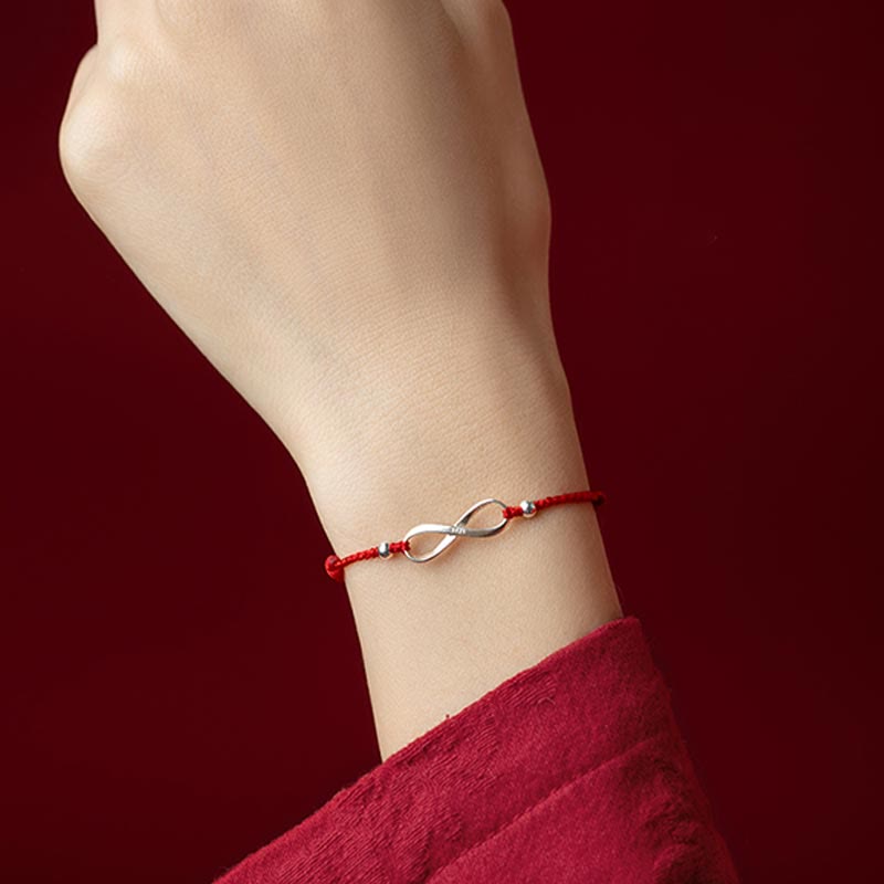 Chavri 925 Sterling Silber Endless Knot Protection Luck Red String Armband Fußkettchen