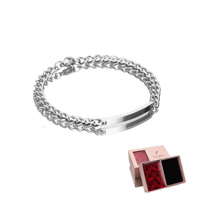 2 Stück/Set passende Armbänder mit individuellem Namen und Jahrestag