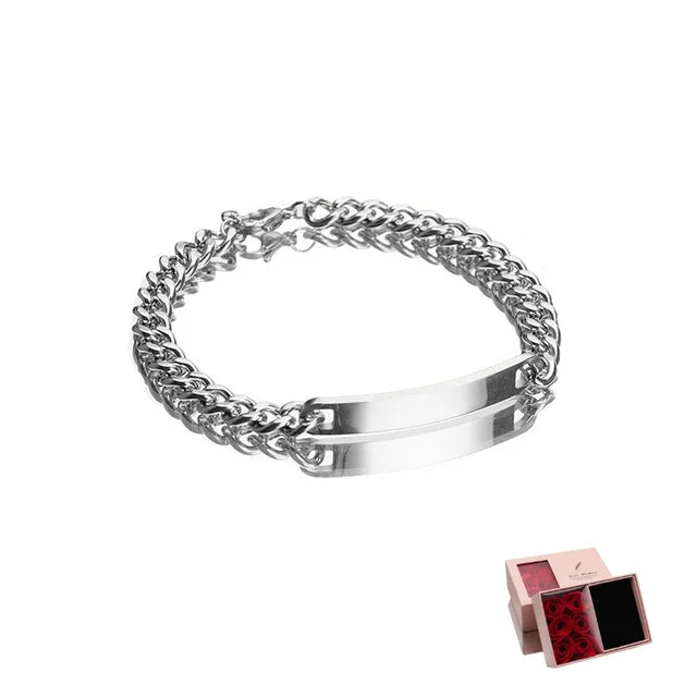 2 Stück/Set passende Armbänder mit individuellem Namen und Jahrestag