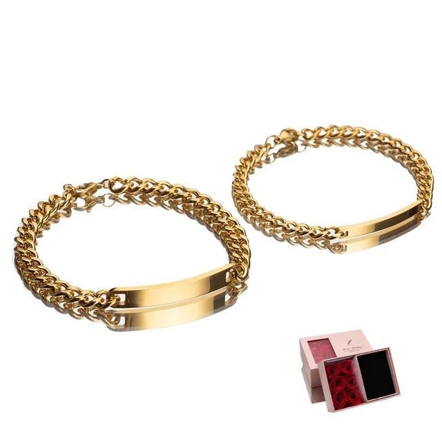 2 Stück/Set passende Armbänder mit individuellem Namen und Jahrestag