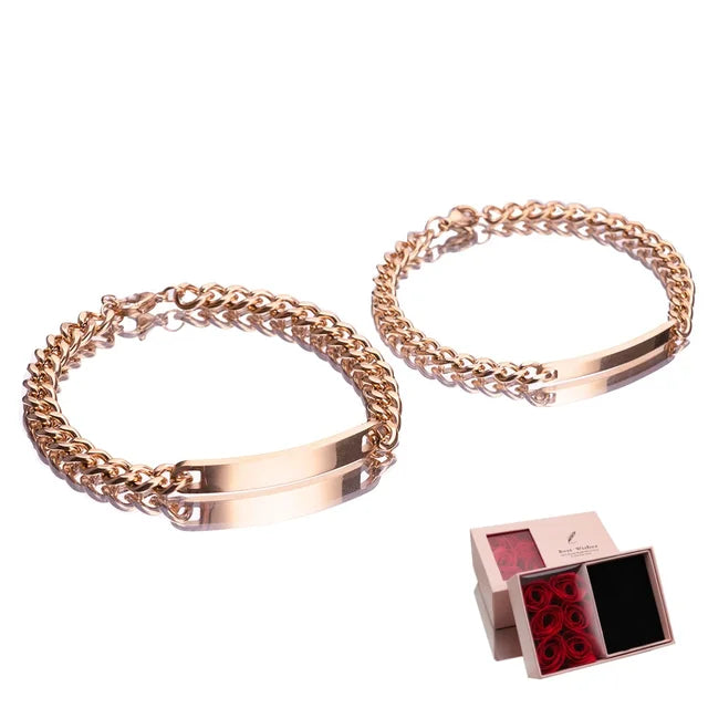 2 Stück/Set passende Armbänder mit individuellem Namen und Jahrestag