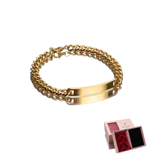 2 Stück/Set passende Armbänder mit individuellem Namen und Jahrestag