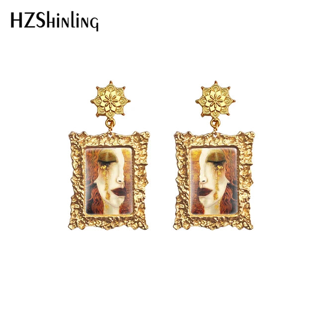 Gustav Klimt Goldene Tränen Ohrringe - Hängende Ohrringe