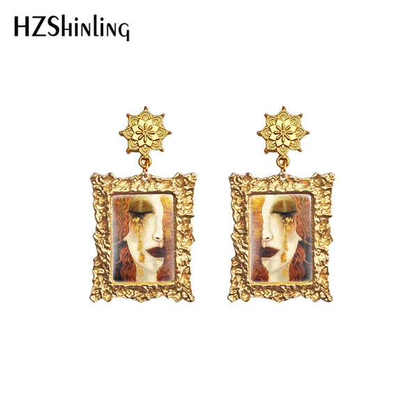 Gustav Klimt Goldene Tränen Ohrringe - Hängende Ohrringe