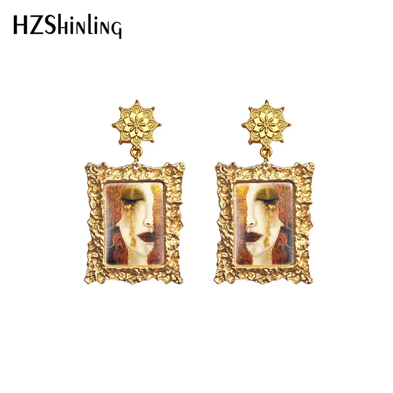 Gustav Klimt Goldene Tränen Ohrringe - Hängende Ohrringe