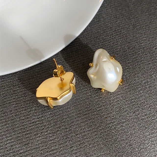 Goldene geometrische Ohrringe für Frauen | Vintage Goldohrringe