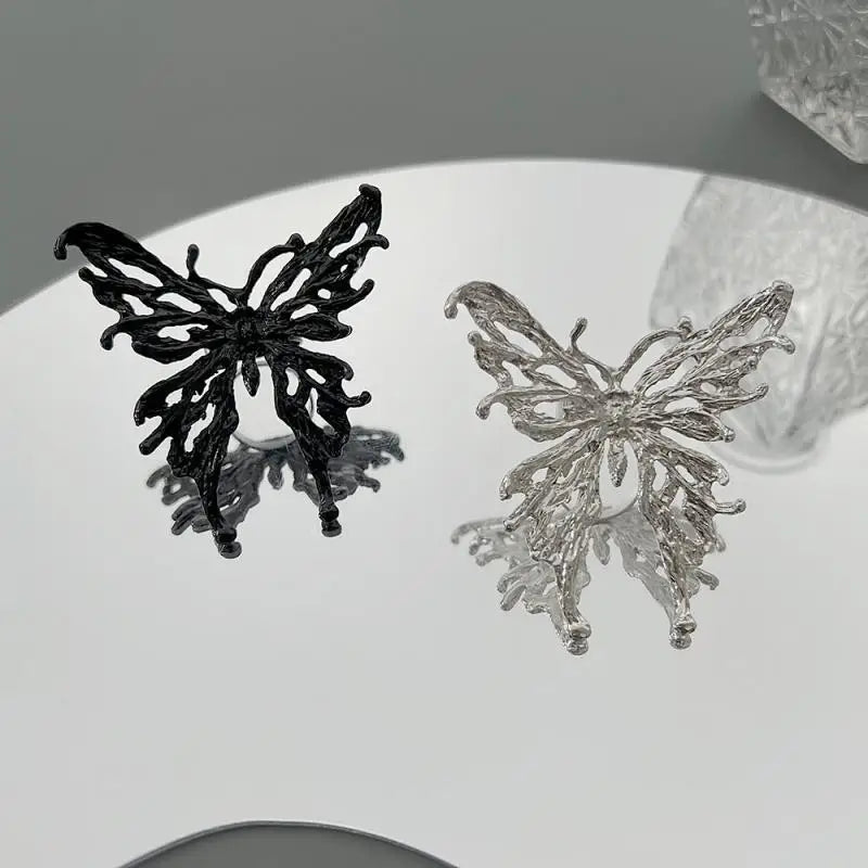 Verstellbare Ringe Ästhetik Y2k | Ästhetischer Schmetterlingsring | Silberringe Ästhetik