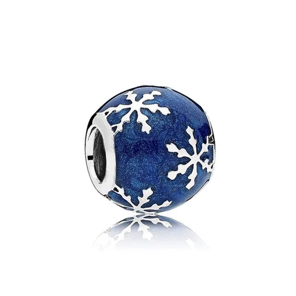 Neue Winter Schneeflocke Anhänger Charme Perle aus 925 Sterling Silber für Original Pandora Charms Armband Halskette Damen Schmuck