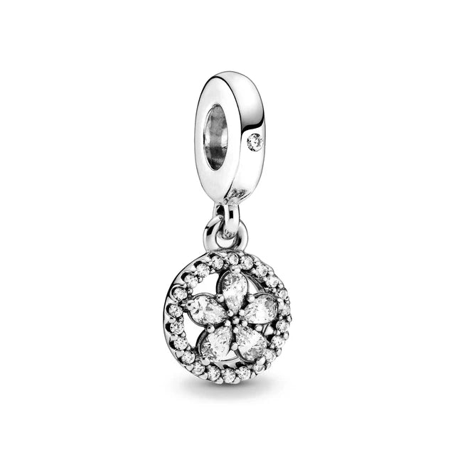 Neue Winter Schneeflocke Anhänger Charme Perle aus 925 Sterling Silber für Original Pandora Charms Armband Halskette Damen Schmuck