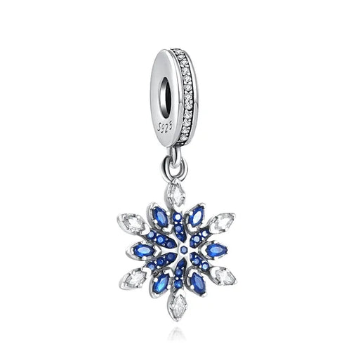 Neue Winter Schneeflocke Anhänger Charme Perle aus 925 Sterling Silber für Original Pandora Charms Armband Halskette Damen Schmuck