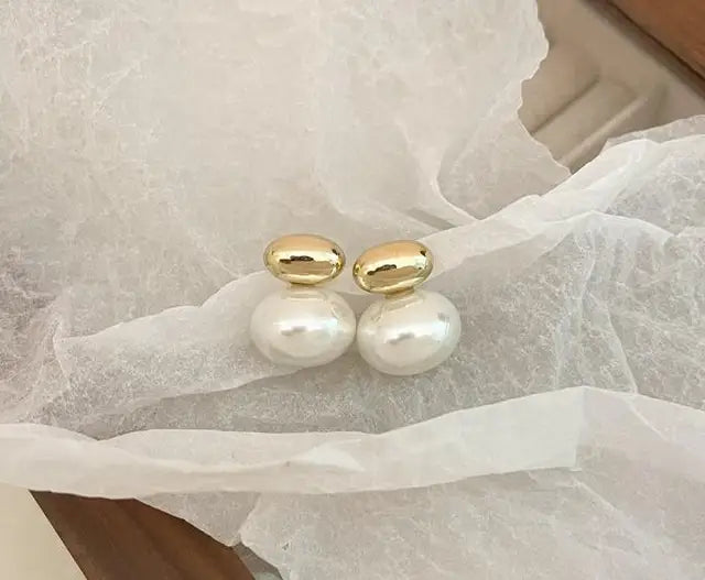 Neue Ankunft: Koreanische Retro Ovale Metallperlenohrringe für Frauen - Mode Schmuck für Partys