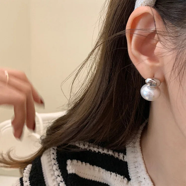 Neue Ankunft: Koreanische Retro Ovale Metallperlenohrringe für Frauen - Mode Schmuck für Partys