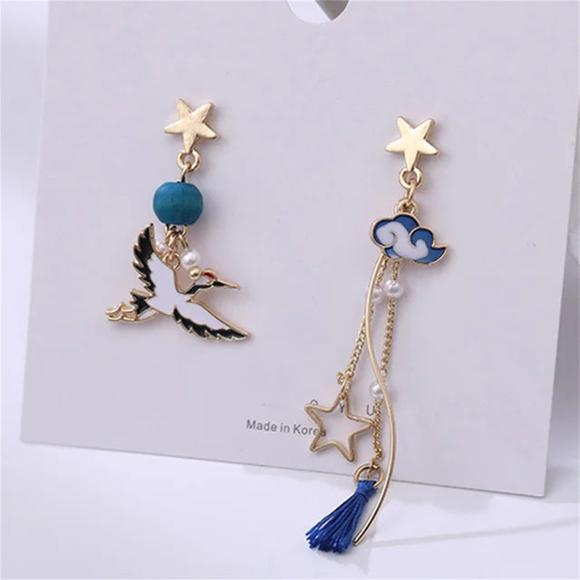 Neue modische asymmetrische Wolkenregenohrringe für Frauen koreanischer Kristall-Langkettentasselohrringe Party-Schmuck Brincos