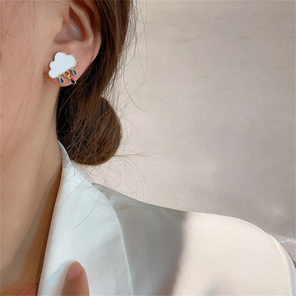 Neue modische asymmetrische Wolkenregenohrringe für Frauen koreanischer Kristall-Langkettentasselohrringe Party-Schmuck Brincos