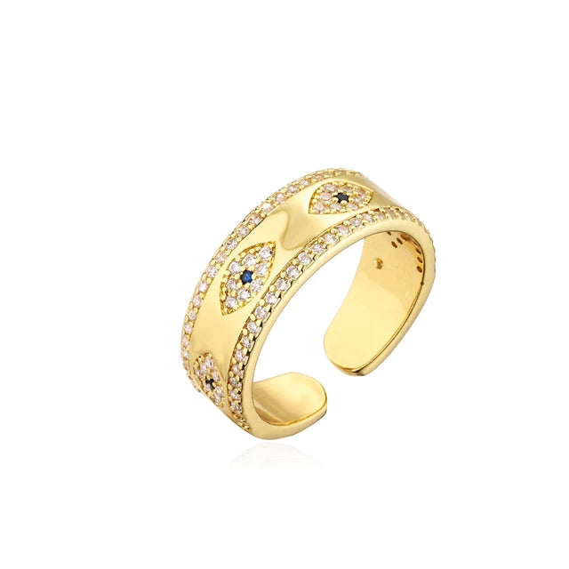 Neuer Modischer Hohl-Design Stern Charme Ring für Frauen Mädchen Goldfarbener Kupfer Party Ring Femme Bijoux Dropshipping