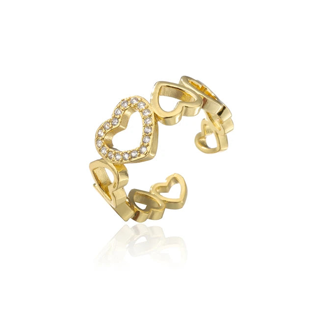 Neuer Modischer Hohl-Design Stern Charme Ring für Frauen Mädchen Goldfarbener Kupfer Party Ring Femme Bijoux Dropshipping