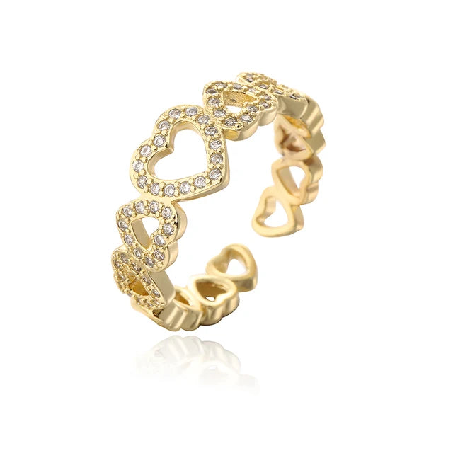 Neuer Modischer Hohl-Design Stern Charme Ring für Frauen Mädchen Goldfarbener Kupfer Party Ring Femme Bijoux Dropshipping