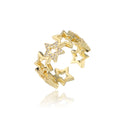 Neuer Modischer Hohl-Design Stern Charme Ring für Frauen Mädchen Goldfarbener Kupfer Party Ring Femme Bijoux Dropshipping