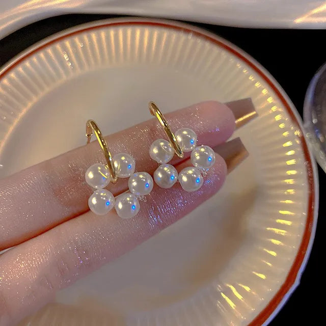Neue koreanische Leicht-Luxus Imitation Perlen Blumenohrringe für Frauen glänzender Kristall Zirkon Schmuck Mädchen Hochzeit Party Geschenke