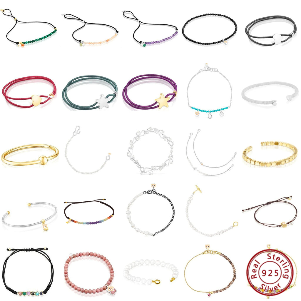 Armband-Set „Mini Icons Herz und Bär“ aus Silber und Zuchtperlen