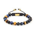 Buntes Tigerauge-Armband mit mattem Stein