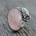 Cotyledon Blumenzubehör Ovaler Rosenquarz Ring