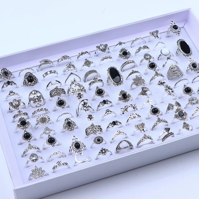 Bunte Tropfenöl-Ring-Sets für Frauen und Mädchen - 20 Stück, verschiedene Stile - Schmetterling, Blume, Herz - Schmuck für Partygeschenke